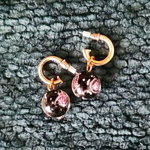 Glow-in-the-dark Floral Glass Dangle Earrings